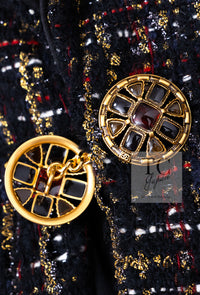 CHANEL 19PF Black Gold Wool Mohair Silk Tweed Jacket 38 シャネル ブラック ゴールド ウール モヘア シルク ツイード ジャケット 即発