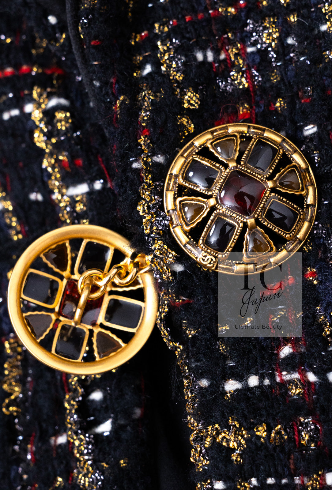 CHANEL 19PF Black Gold Wool Mohair Silk Tweed Jacket 38 シャネル ブラック ゴールド ウール モヘア シルク ツイード ジャケット 即発