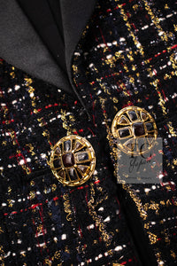 CHANEL 19PF Black Gold Wool Mohair Silk Tweed Jacket 38 シャネル ブラック ゴールド ウール モヘア シルク ツイード ジャケット 即発