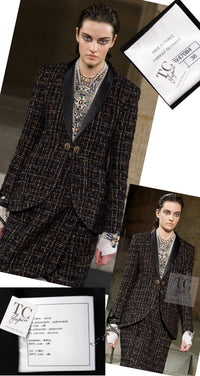 CHANEL 19PF Black Gold Wool Mohair Silk Tweed Jacket 38 シャネル ブラック ゴールド ウール モヘア シルク ツイード ジャケット 即発