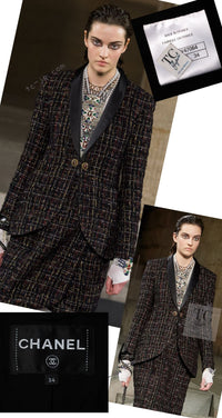 CHANEL 19PF Black Gold Wool Mohair Silk Tweed Jacket 36 38 シャネル ブラック ゴールド ウール モヘア シルク ツイード ジャケット 即発