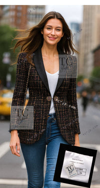 CHANEL 19PF Black Gold Wool Mohair Silk Tweed Jacket 36 38 シャネル ブラック ゴールド ウール モヘア シルク ツイード ジャケット 即発