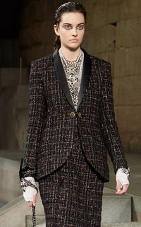 CHANEL 19PF Black Gold Wool Mohair Silk Tweed Jacket 38 シャネル ブラック ゴールド ウール モヘア シルク ツイード ジャケット 即発
