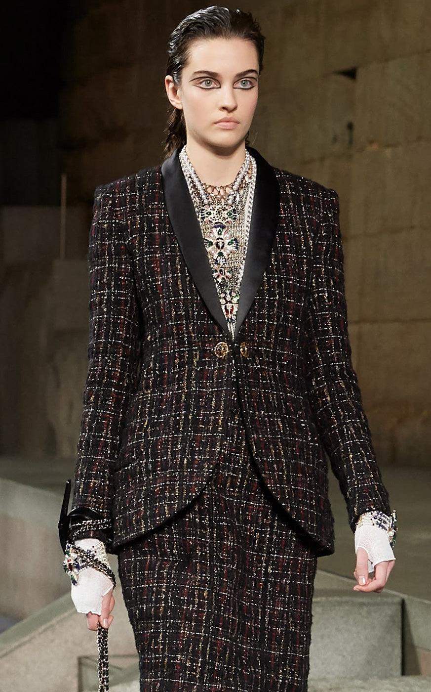 CHANEL 19PF Black Gold Wool Mohair Silk Tweed Jacket 38 シャネル ブラック ゴールド ウール モヘア シルク ツイード ジャケット 即発