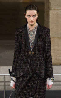 CHANEL 19PF Black Gold Wool Mohair Silk Tweed Jacket 38 シャネル ブラック ゴールド ウール モヘア シルク ツイード ジャケット 即発
