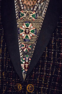 CHANEL 19PF Black Gold Wool Mohair Silk Tweed Jacket 38 シャネル ブラック ゴールド ウール モヘア シルク ツイード ジャケット 即発