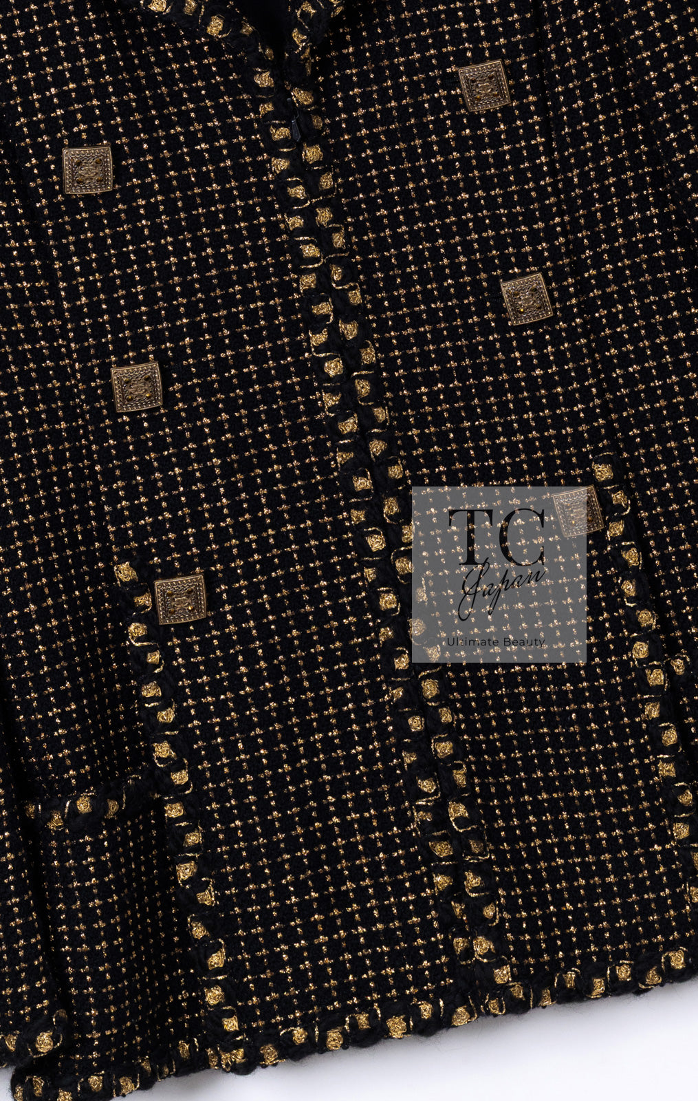 CHANEL 11PF Black Metallic Gold Wood Tweed Jacket 38 シャネル ブラック メタリック ゴールド ウール ツイード ジャケット 即発