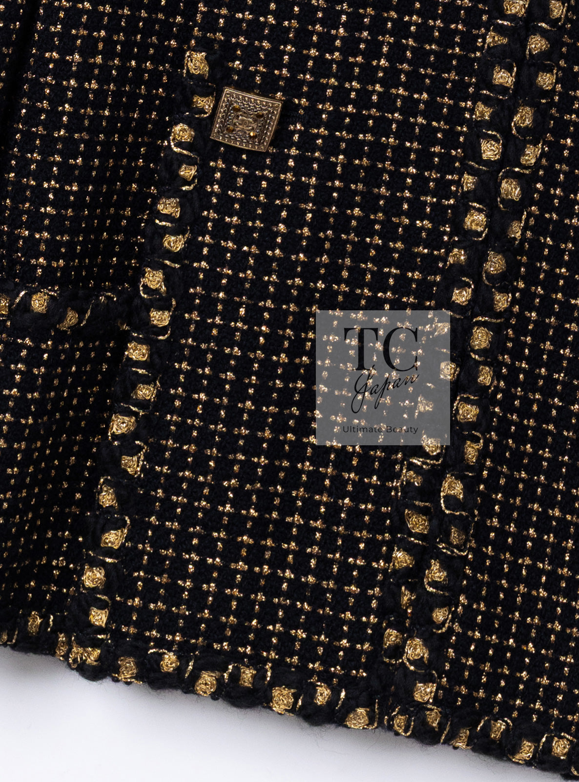 CHANEL 11PF Black Metallic Gold Wood Tweed Jacket 38 シャネル ブラック メタリック ゴールド ウール ツイード ジャケット 即発