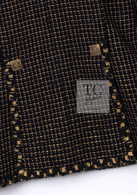 CHANEL 11PF Black Metallic Gold Wood Tweed Jacket 38 シャネル ブラック メタリック ゴールド ウール ツイード ジャケット 即発