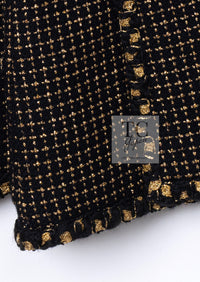 CHANEL 11PF Black Metallic Gold Wood Tweed Jacket 38 シャネル ブラック メタリック ゴールド ウール ツイード ジャケット 即発