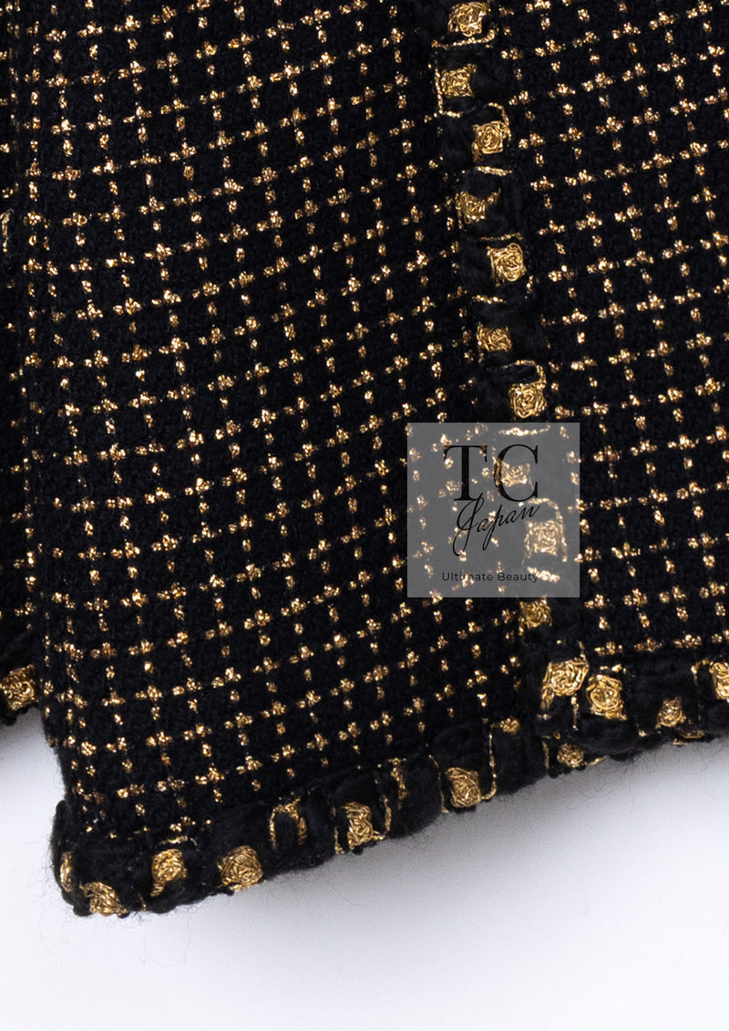CHANEL 11PF Black Metallic Gold Wood Tweed Jacket 38 シャネル ブラック メタリック ゴールド ウール ツイード ジャケット 即発