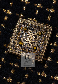 CHANEL 11PF Black Metallic Gold Wood Tweed Jacket 38 シャネル ブラック メタリック ゴールド ウール ツイード ジャケット 即発