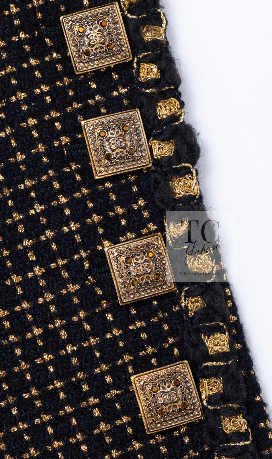 CHANEL 11PF Black Metallic Gold Wood Tweed Jacket 38 シャネル ブラック メタリック ゴールド ウール ツイード ジャケット 即発