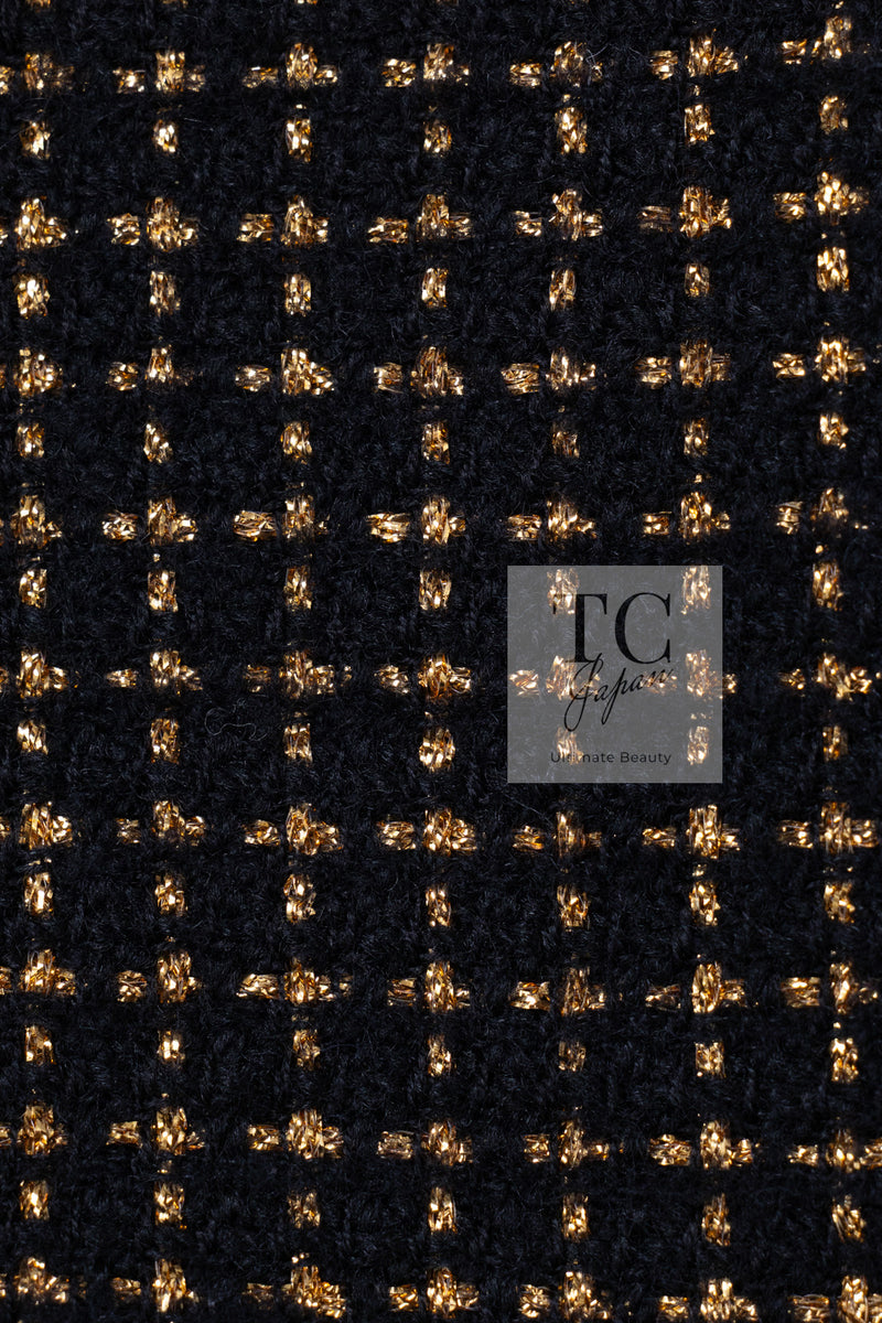 CHANEL 11PF Black Metallic Gold Wood Tweed Jacket 38 シャネル ブラック メタリック ゴールド ウール ツイード ジャケット 即発