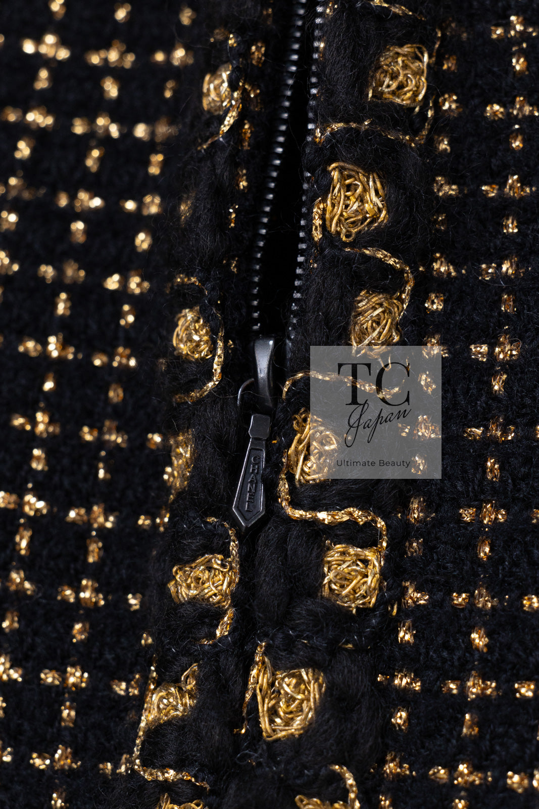 CHANEL 11PF Black Metallic Gold Wood Tweed Jacket 38 シャネル ブラック メタリック ゴールド ウール ツイード ジャケット 即発