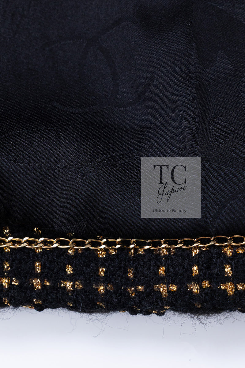CHANEL 11PF Black Metallic Gold Wood Tweed Jacket 38 シャネル ブラック メタリック ゴールド ウール ツイード ジャケット 即発