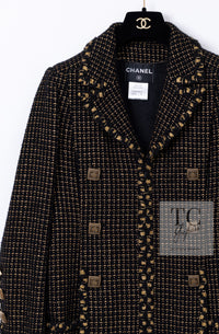CHANEL 11PF Black Metallic Gold Wood Tweed Jacket 38 シャネル ブラック メタリック ゴールド ウール ツイード ジャケット 即発