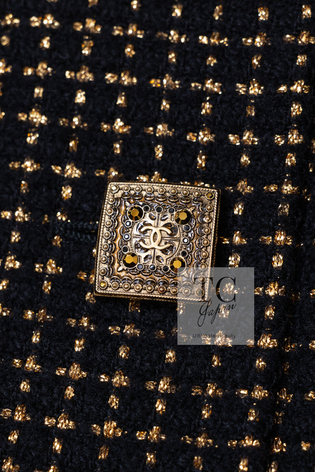 CHANEL 11PF Black Metallic Gold Wood Tweed Jacket 38 シャネル ブラック メタリック ゴールド ウール ツイード ジャケット 即発