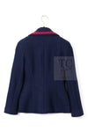 CHANEL 97A Vintage Navy Red Trim Wool Zipup Jacket Coat 36 38 シャネル ヴィンテージ ネイビー レッド トリミング ウール ジッパー ジャケット コート 即発
