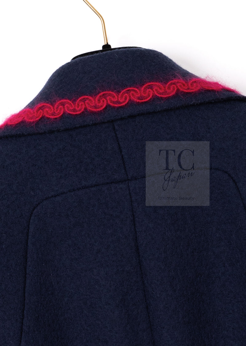 CHANEL 97A Vintage Navy Red Trim Wool Zipup Jacket Coat 36 38 シャネル ヴィンテージ ネイビー レッド トリミング ウール ジッパー ジャケット コート 即発