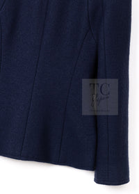 CHANEL 97A Vintage Navy Red Trim Wool Zipup Jacket Coat 36 38 シャネル ヴィンテージ ネイビー レッド トリミング ウール ジッパー ジャケット コート 即発