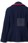 CHANEL 97A Vintage Navy Red Trim Wool Zipup Jacket Coat 36 38 シャネル ヴィンテージ ネイビー レッド トリミング ウール ジッパー ジャケット コート 即発