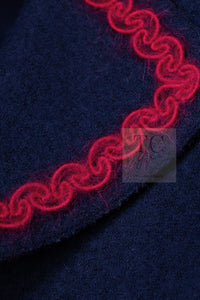 CHANEL 97A Vintage Navy Red Trim Wool Zipup Jacket Coat 36 38 シャネル ヴィンテージ ネイビー レッド トリミング ウール ジッパー ジャケット コート 即発
