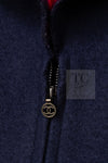 CHANEL 97A Vintage Navy Red Trim Wool Zipup Jacket Coat 36 38 シャネル ヴィンテージ ネイビー レッド トリミング ウール ジッパー ジャケット コート 即発