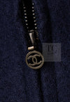 CHANEL 97A Vintage Navy Red Trim Wool Zipup Jacket Coat 36 38 シャネル ヴィンテージ ネイビー レッド トリミング ウール ジッパー ジャケット コート 即発