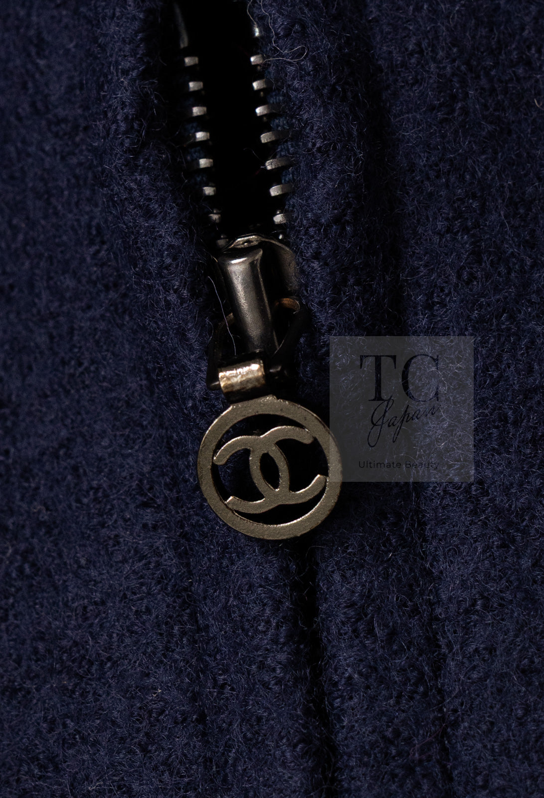 CHANEL 97A Vintage Navy Red Trim Wool Zipup Jacket Coat 36 38 シャネル ヴィンテージ ネイビー レッド トリミング ウール ジッパー ジャケット コート 即発