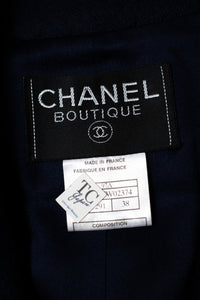 CHANEL 97A Vintage Navy Red Trim Wool Zipup Jacket Coat 36 38 シャネル ヴィンテージ ネイビー レッド トリミング ウール ジッパー ジャケット コート 即発