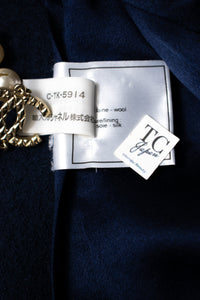 CHANEL 97A Vintage Navy Red Trim Wool Zipup Jacket Coat 36 38 シャネル ヴィンテージ ネイビー レッド トリミング ウール ジッパー ジャケット コート 即発