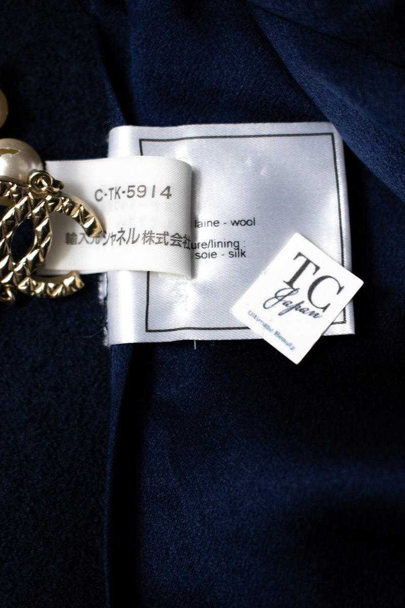 CHANEL 97A Vintage Navy Red Trim Wool Zipup Jacket Coat 36 38 シャネル ヴィンテージ ネイビー レッド トリミング ウール ジッパー ジャケット コート 即発