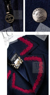 CHANEL 97A Vintage Navy Red Trim Wool Zipup Jacket Coat 36 38 シャネル ヴィンテージ ネイビー レッド トリミング ウール ジッパー ジャケット コート 即発