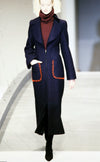 CHANEL 97A Vintage Navy Red Trim Wool Zipup Jacket Coat 36 38 シャネル ヴィンテージ ネイビー レッド トリミング ウール ジッパー ジャケット コート 即発