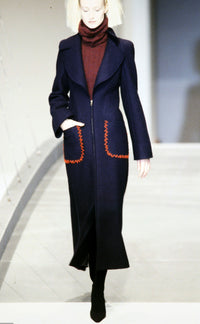 CHANEL 97A Vintage Navy Red Trim Wool Zipup Jacket Coat 36 38 シャネル ヴィンテージ ネイビー レッド トリミング ウール ジッパー ジャケット コート 即発