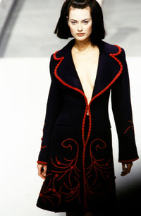 CHANEL 97A Vintage Navy Red Trim Wool Zipup Jacket Coat 36 38 シャネル ヴィンテージ ネイビー レッド トリミング ウール ジッパー ジャケット コート 即発