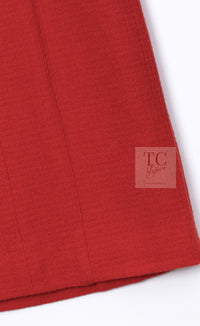 CHANEL 87S Vintage Red Ivory Trimming Wool Tweed Jacket Skirt Suit 38 40 シャネル ヴィンテージ レッド アイボリー トリミング ウール ツイード ジャケット スカート スーツ 即発