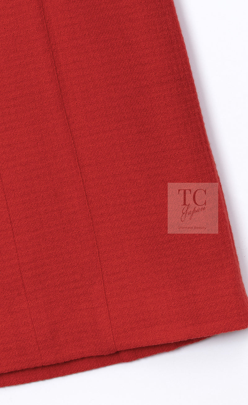 CHANEL 87S Vintage Red Ivory Trimming Wool Tweed Jacket Skirt Suit 38 40 シャネル ヴィンテージ レッド アイボリー トリミング ウール ツイード ジャケット スカート スーツ 即発