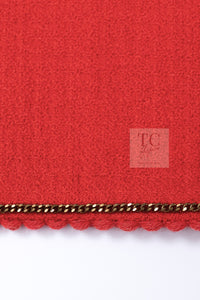 CHANEL 87S Vintage Red Ivory Trimming Wool Tweed Jacket Skirt Suit 38 40 シャネル ヴィンテージ レッド アイボリー トリミング ウール ツイード ジャケット スカート スーツ 即発