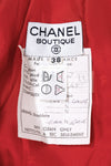 CHANEL 87S Vintage Red Ivory Trimming Wool Tweed Jacket Skirt Suit 38 40 シャネル ヴィンテージ レッド アイボリー トリミング ウール ツイード ジャケット スカート スーツ 即発