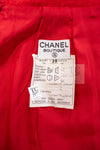 CHANEL 87S Vintage Red Ivory Trimming Wool Tweed Jacket Skirt Suit 38 40 シャネル ヴィンテージ レッド アイボリー トリミング ウール ツイード ジャケット スカート スーツ 即発