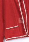 CHANEL 87S Vintage Red Ivory Trimming Wool Tweed Jacket Skirt Suit 38 40 シャネル ヴィンテージ レッド アイボリー トリミング ウール ツイード ジャケット スカート スーツ 即発