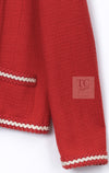 CHANEL 87S Vintage Red Ivory Trimming Wool Tweed Jacket Skirt Suit 38 40 シャネル ヴィンテージ レッド アイボリー トリミング ウール ツイード ジャケット スカート スーツ 即発