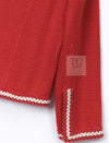 CHANEL 87S Vintage Red Ivory Trimming Wool Tweed Jacket Skirt Suit 38 40 シャネル ヴィンテージ レッド アイボリー トリミング ウール ツイード ジャケット スカート スーツ 即発