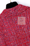 CHANEL 19PS Red Pearl Logo Buttons Cotton Tweed Jacket 40 42 シャネル レッド パール ロゴ ボタン コットン ツイード ジャケット 即発