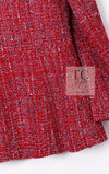 CHANEL 19PS Red Pearl Logo Buttons Cotton Tweed Jacket 40 42 シャネル レッド パール ロゴ ボタン コットン ツイード ジャケット 即発