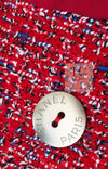 CHANEL 19PS Red Pearl Logo Buttons Cotton Tweed Jacket 40 42 シャネル レッド パール ロゴ ボタン コットン ツイード ジャケット 即発