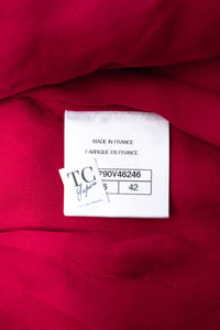 CHANEL 19PS Red Pearl Logo Buttons Cotton Tweed Jacket 40 42 シャネル レッド パール ロゴ ボタン コットン ツイード ジャケット 即発