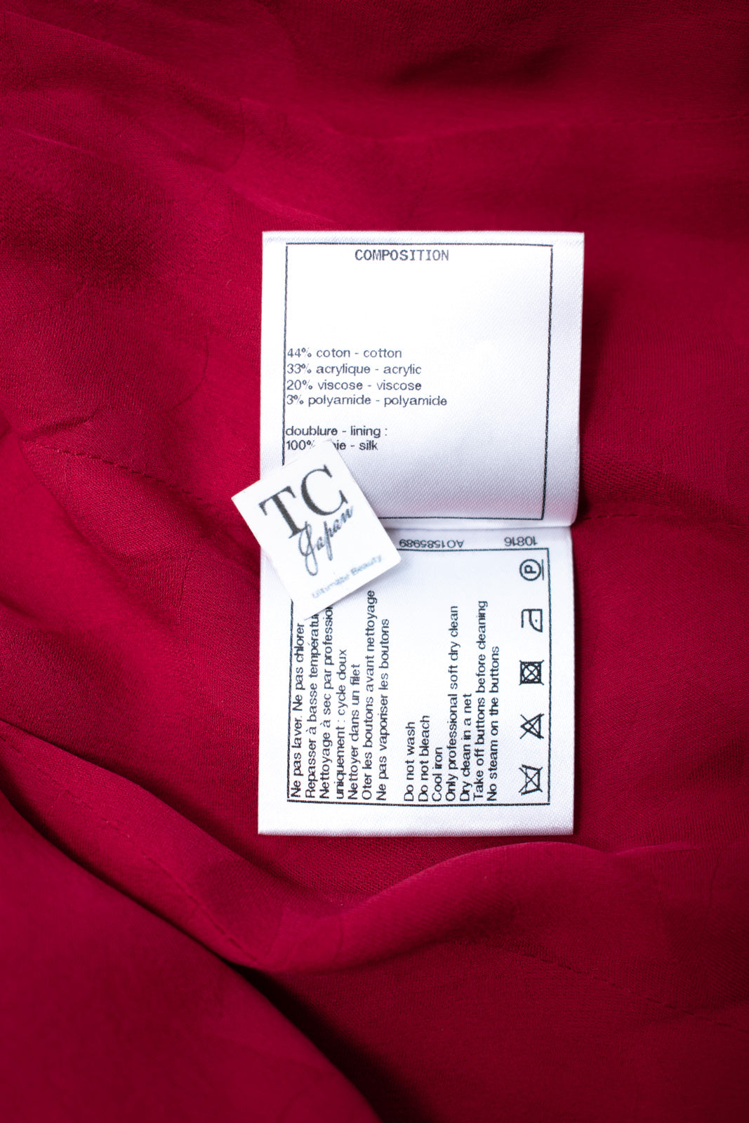 CHANEL 19PS Red Pearl Logo Buttons Cotton Tweed Jacket 40 42 シャネル レッド パール ロゴ ボタン コットン ツイード ジャケット 即発